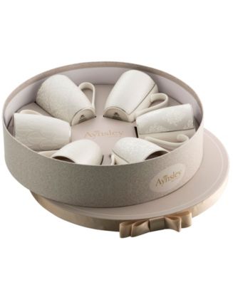 Belleek Pottery Silver Brocade Mugs, Set of 6 - Macy's