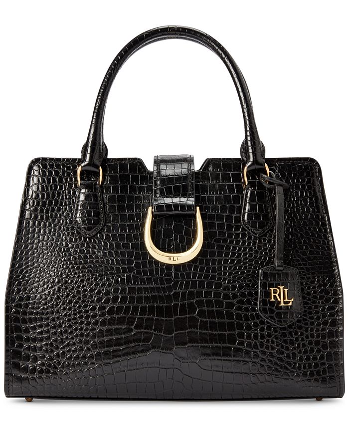 Lauren Ralph Lauren Kenton City Croc-Embossed Leather Satchel - Macy's