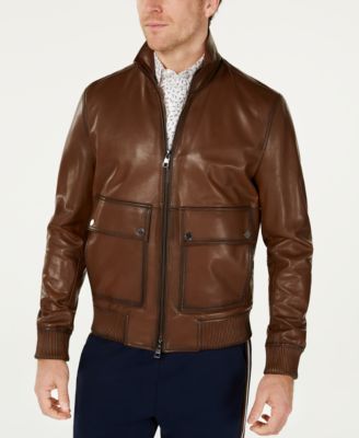 michael kors mens leather bomber jacket