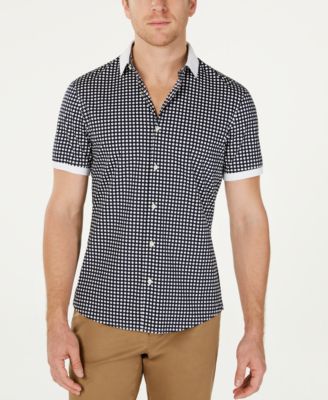 Michael Kors - Men's Slim-Fit Stretch Large Dot-Print Shirt