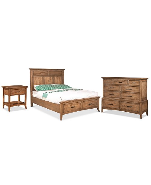 Lockeland Solid Wood Bedroom Furniture 3 Pc Set King Storage Bed Nightstand Dresser