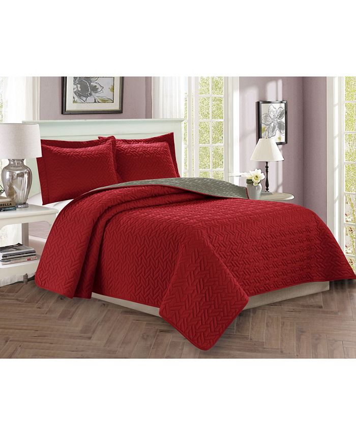 Elegant Comfort Luxury Majestic 3 Pc Quilted Coverlet Set, Full/Queen