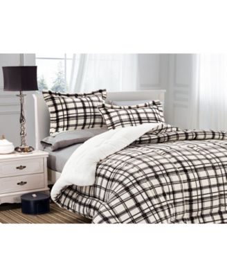 Plaid Micromink/Sherpa Reversible Down Alternative Microsuede 2-Pc. Comforter Sets, Twin