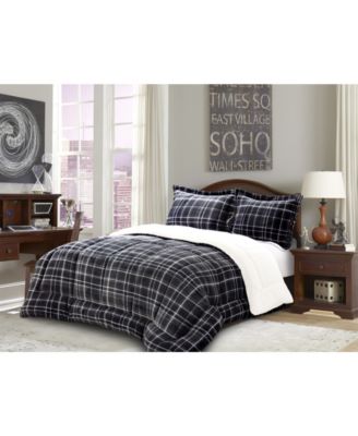 Plaid Micromink/Sherpa Reversible Down Alternative Microsuede 3-Pc. Comforter Sets, King/California King