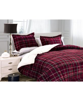 Plaid Micromink/Sherpa Reversible Down Alternative Microsuede 3-Pc. Comforter Sets, King/California King