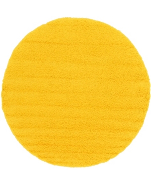 Bridgeport Home Exact Shag Exs1 Tuscan Sun Yellow 8' 2in x 8' 2in Round Area Rug