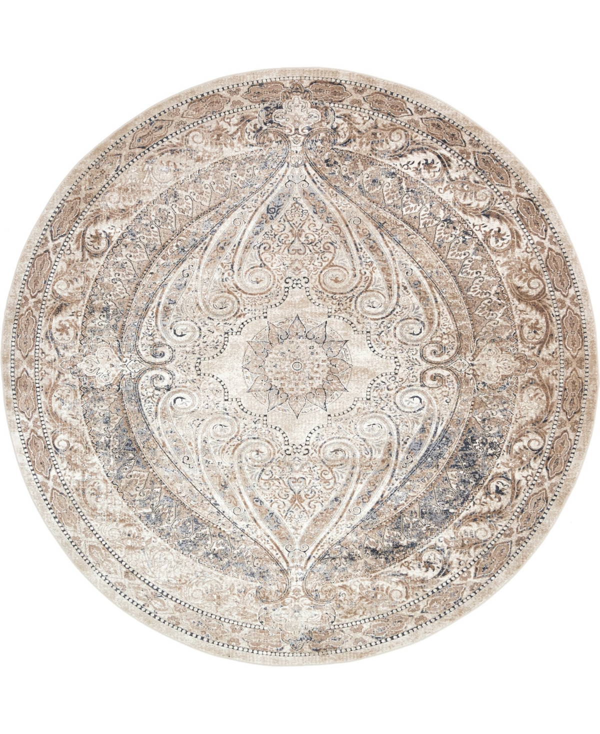 Bayshore Home Odette Ode8 8' x 8' Round Area Rug - Beige