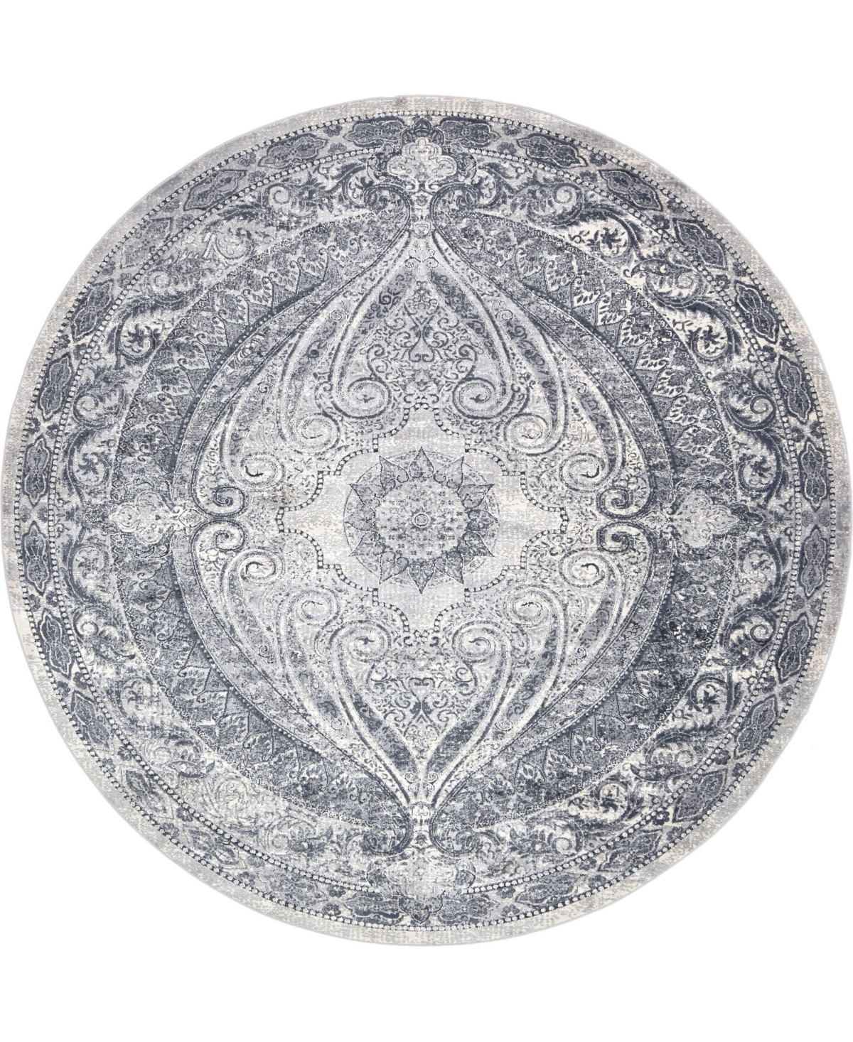 Bayshore Home Odette Ode8 8' x 8' Round Area Rug - Dark Blue