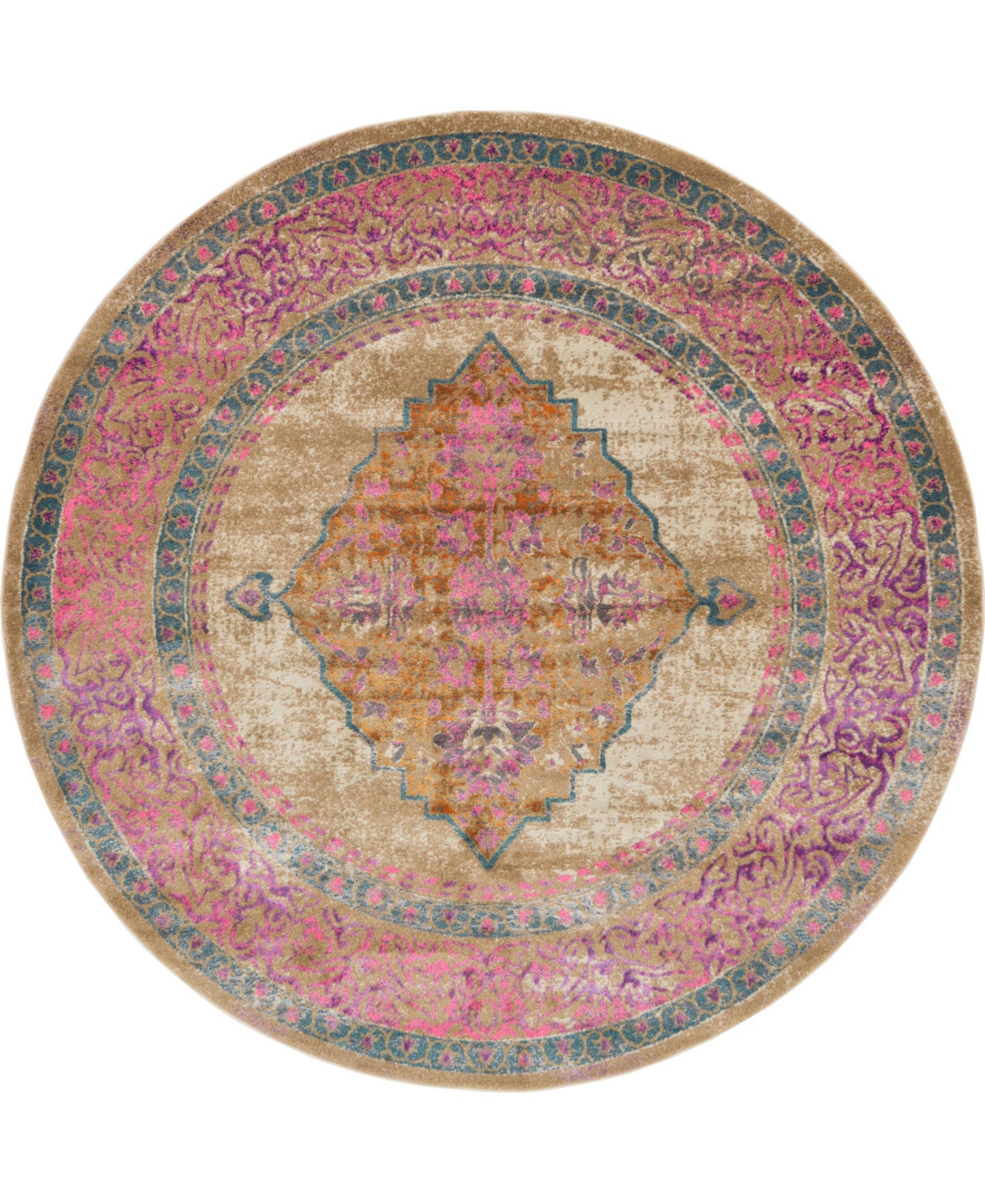 Bayshore Home Aroa Aro1 Beige 8' x 8' Round Area Rug - Beige