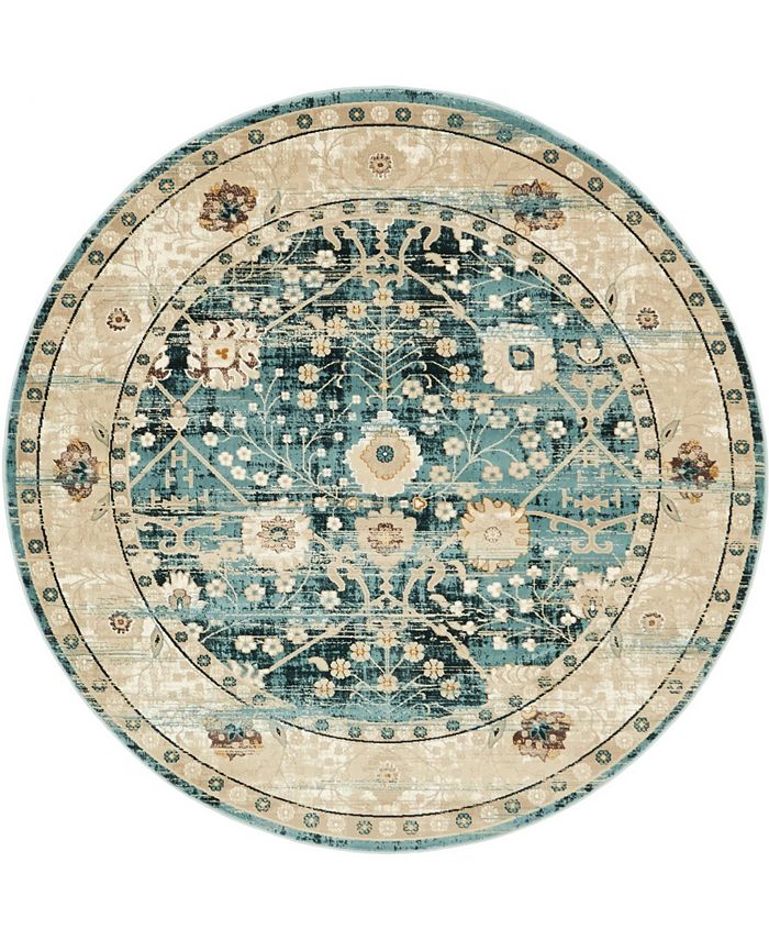Bayshore Home Reese Ree8 Blue 6' x 6' Round Area Rug Macy's