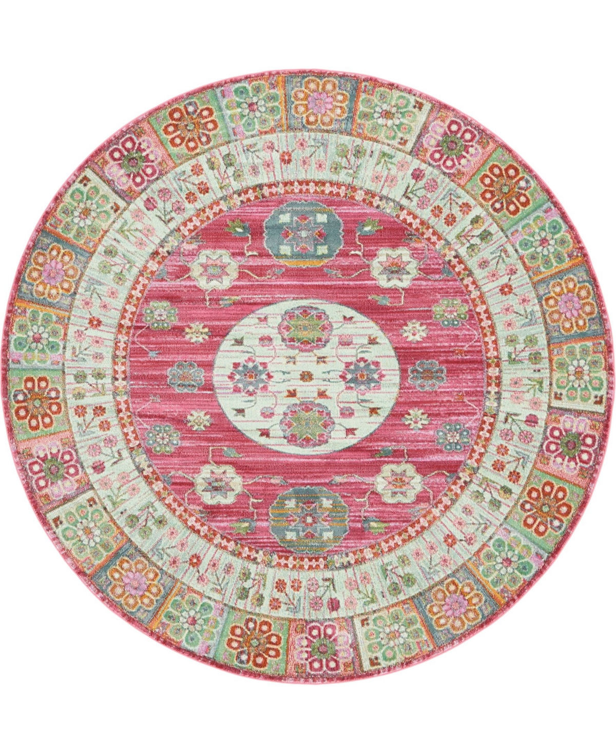 Bayshore Home Kenna Ken2 Pink 8' 4in x 8' 4in Round Area Rug - Pink