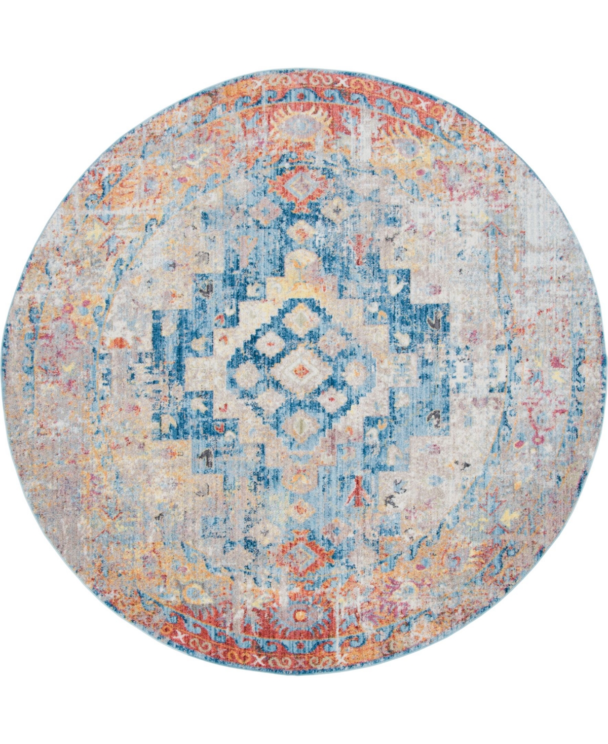 Bayshore Home Nira Nir5 Blue 8' x 8' Round Area Rug - Blue