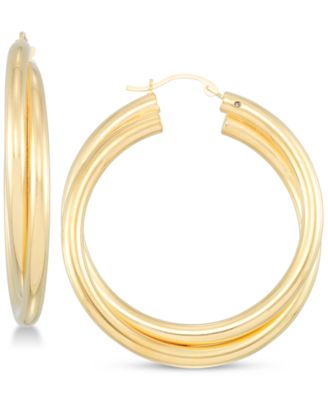 Signature Gold - Diamond Accent Double Hoop Earrings in 14k Gold Over Resin