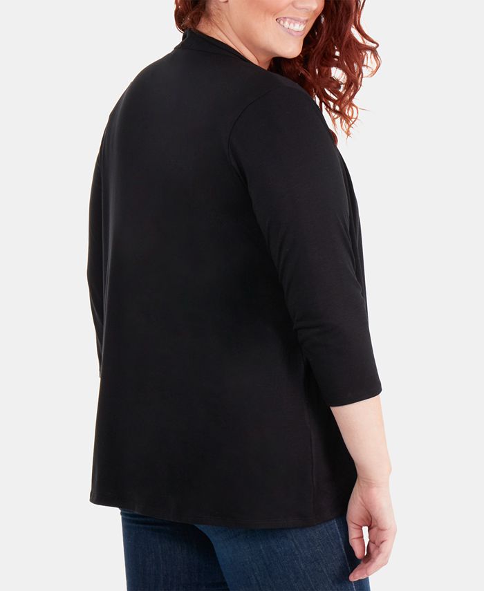 NY Collection Plus Size Draped Open-Front Cardigan - Macy's