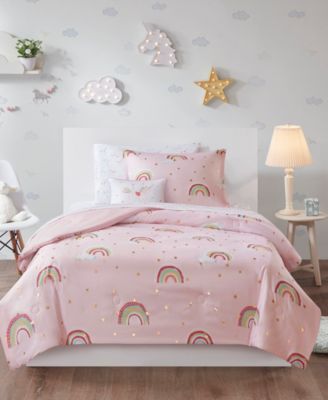 Mi Zone Alicia Rainbow Metallic Stars Comforter Sets Bedding In Pink