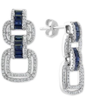 image of Effy Sapphire (7/8 ct. t.w.) & Diamond (3/4 ct. t.w.) Drop Earrings in 14k White Gold