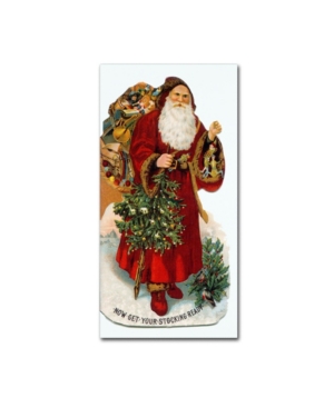 Trademark Global Vintage Apple Collection 'christmas Stocking Santa' Canvas Art In Multi