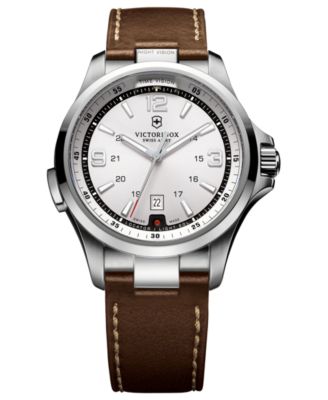 Swiss Army - Watch, Men's Night Vision Dark Brown Leather Strap 42mm 241570
