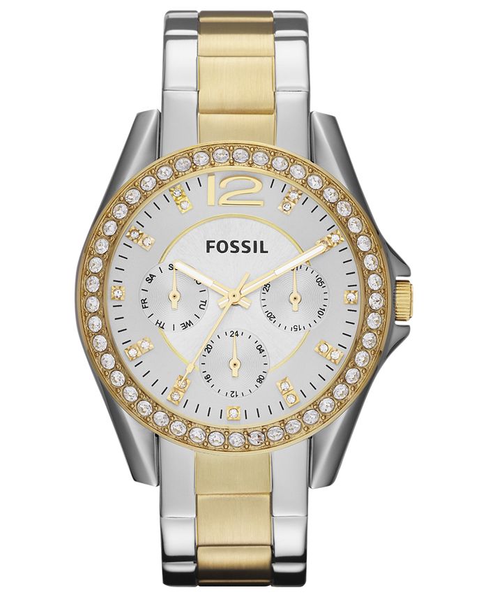 Fossil Women's Riley Two Tone Stainless Steel Bracelet Watch 38mm - Macy's