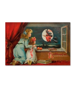 Trademark Global Vintage Apple Collection 'halloween Out The Window' Canvas Art In Multi