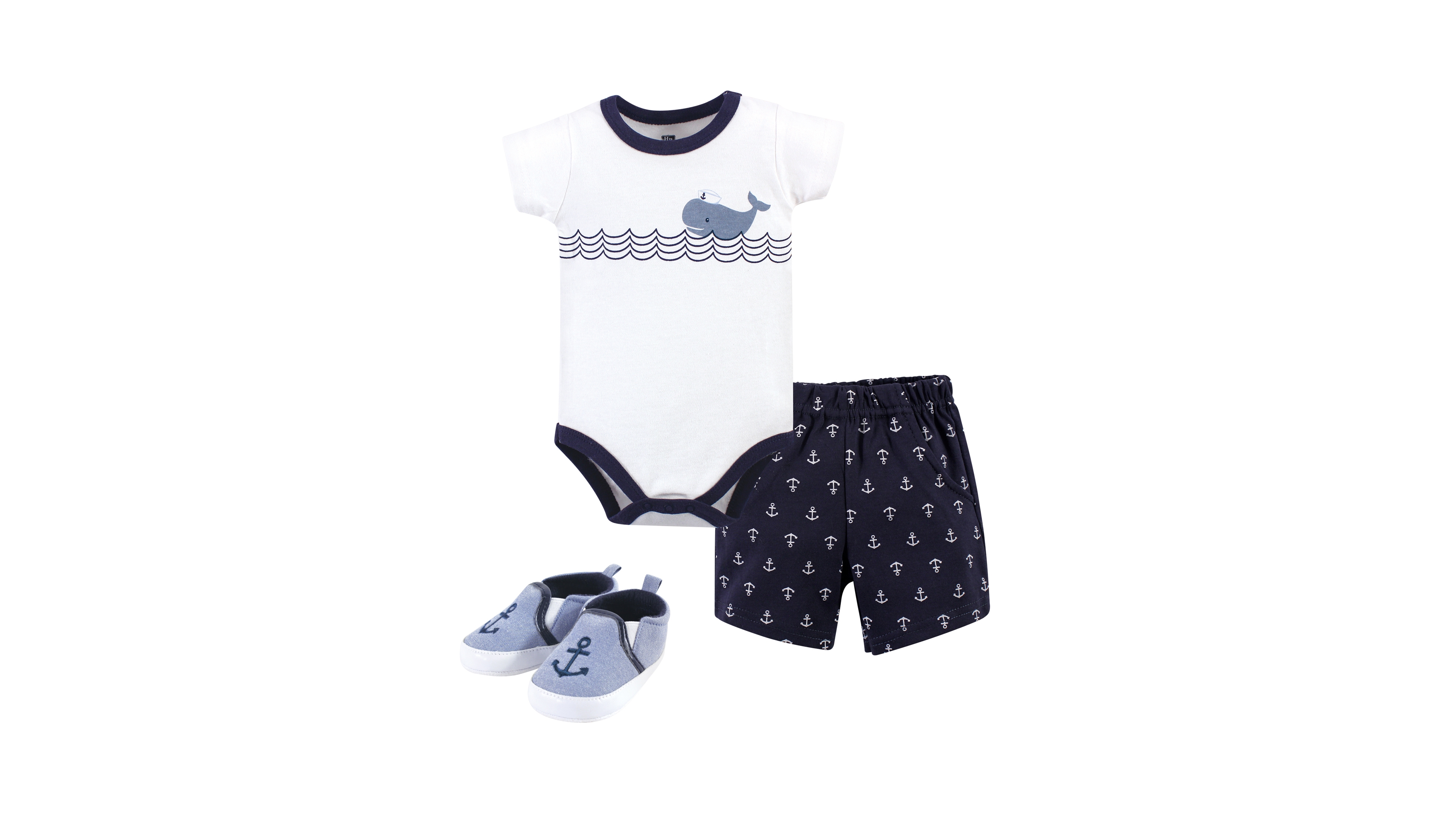 Hudson Baby Cotton Bodysuit, Shorts and Shoe Set