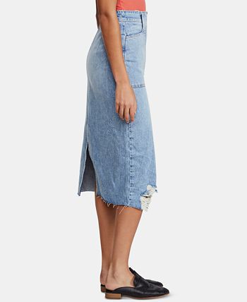 Elisa pencil ripped denim skirt clearance