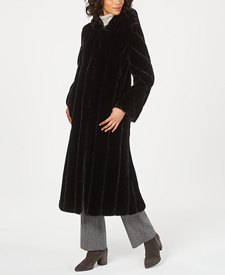 Jones New York Petite Hooded Faux-Fur Maxi Coat & Reviews - Coats ...