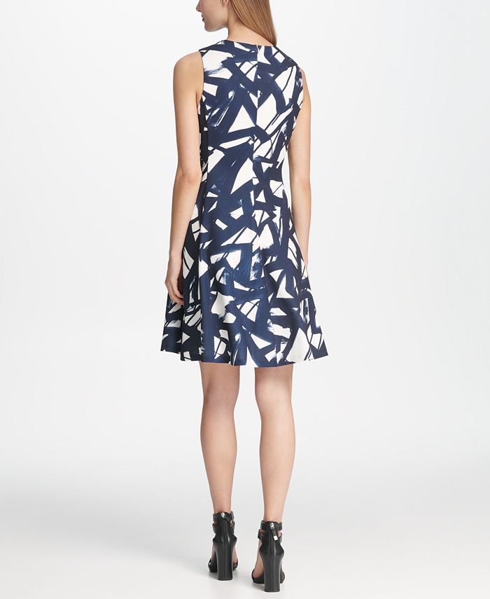 DKNY Graphic Print Fit & Flare Dress - Macy's