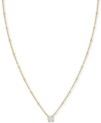 Argento Vivo - Moonstone Solitaire 18" Pendant Necklace in Gold-Plated Sterling Silver (Also in Synthetic Turquoise)