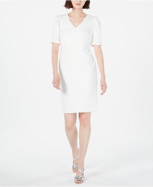 Calvin Klein Puff Sleeve Sheath Dress Reviews Women Macy S
