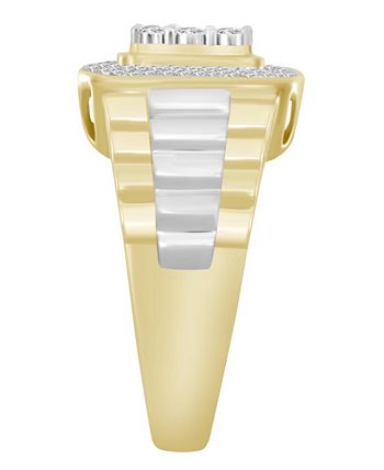 Macy's - Men's Diamond (1/4 ct.t.w.) Ring in 10k Yellow and White Gold
