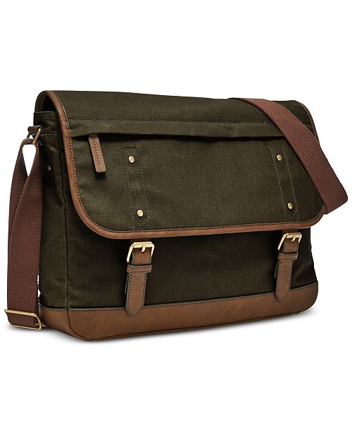 Fossil Men's Buckner Canvas Messenger Bag & Reviews ...