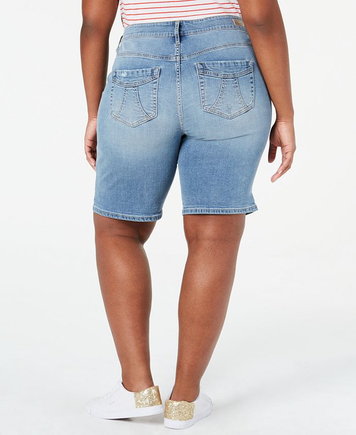 Seven7 Jeans Trendy Plus Size Weekend Ripped Denim Bermuda Shorts - Macy's