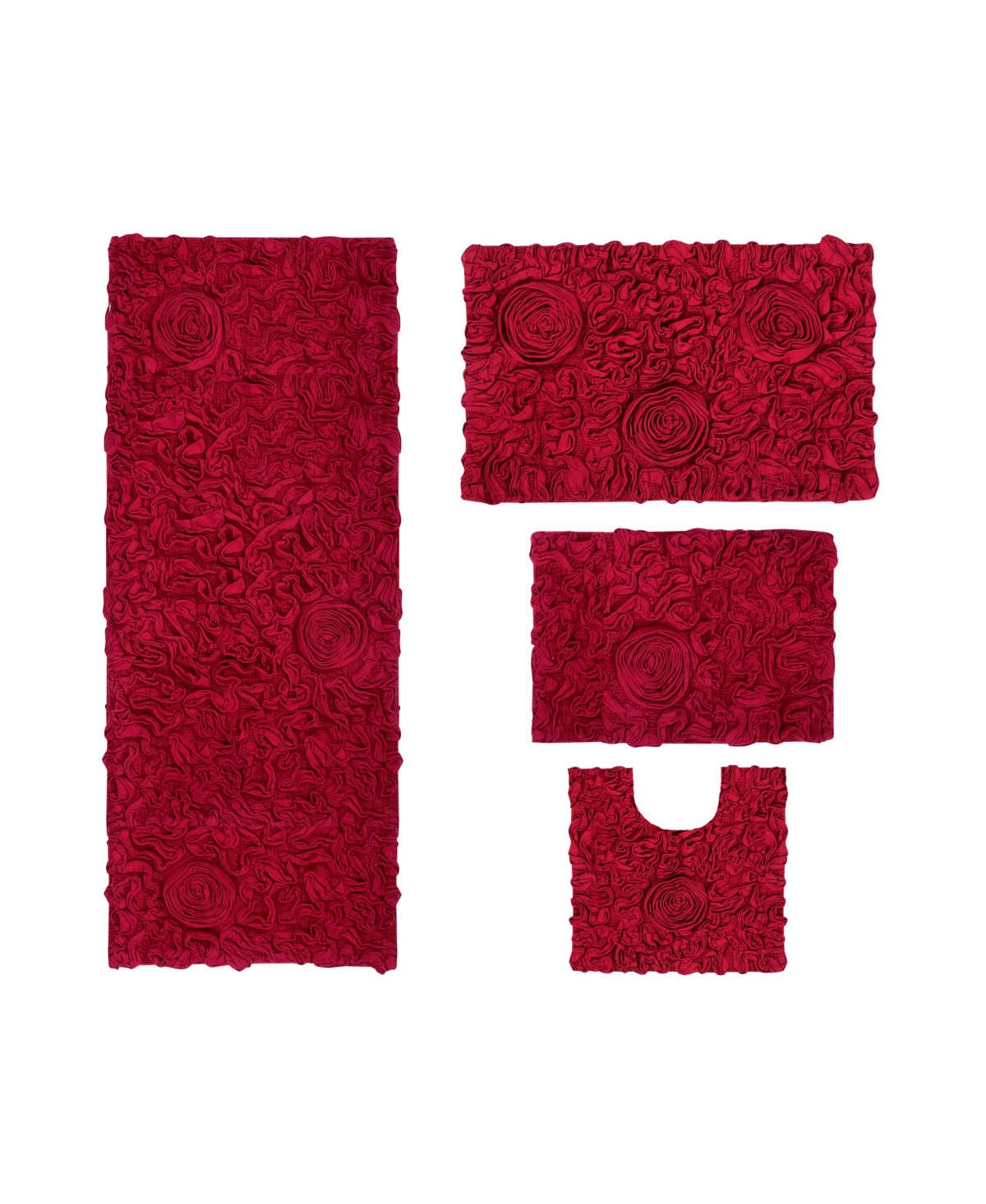 Home Weavers Bell Flower 4-pc. Bath Rug Set In Red