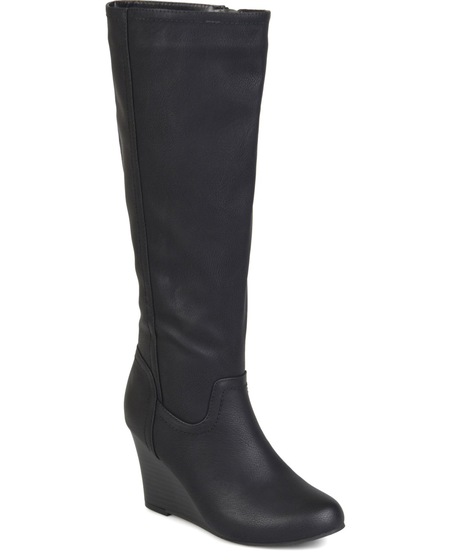 Женские ботинки Journee Collection Langly Regular & Wide Calf Knee High Wedge, цвет: Чёрный — фото 1