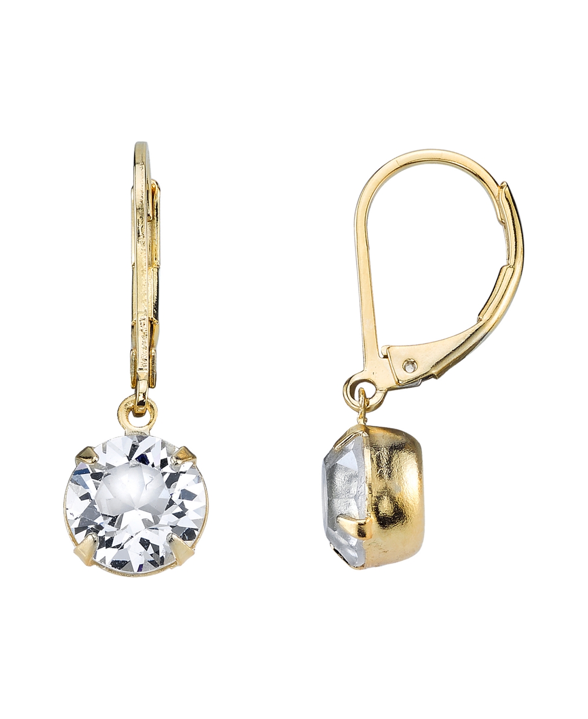 2028 14k Gold-dipped Genuine Crystal Drop Earrings In White