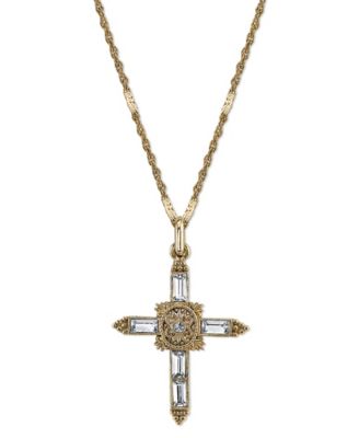 Symbols of Faith 14K Gold-Dipped Crystal Cross Pendant Necklace 18 10990₽