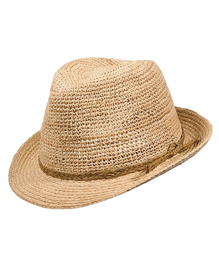 Scala Crochet Raffia Fedora with Braided Brim Macy's