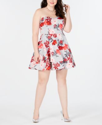 B Darlin Trendy Plus Size Strapless Fit & Flare Dress, Created for Macy ...