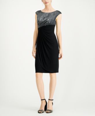 Connected - Metallic Faux-Wrap Dress