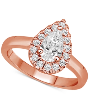 image of Certified Diamond Pear Halo Engagement Ring (1 ct. t.w.) in 14k White, Yellow or Rose Gold