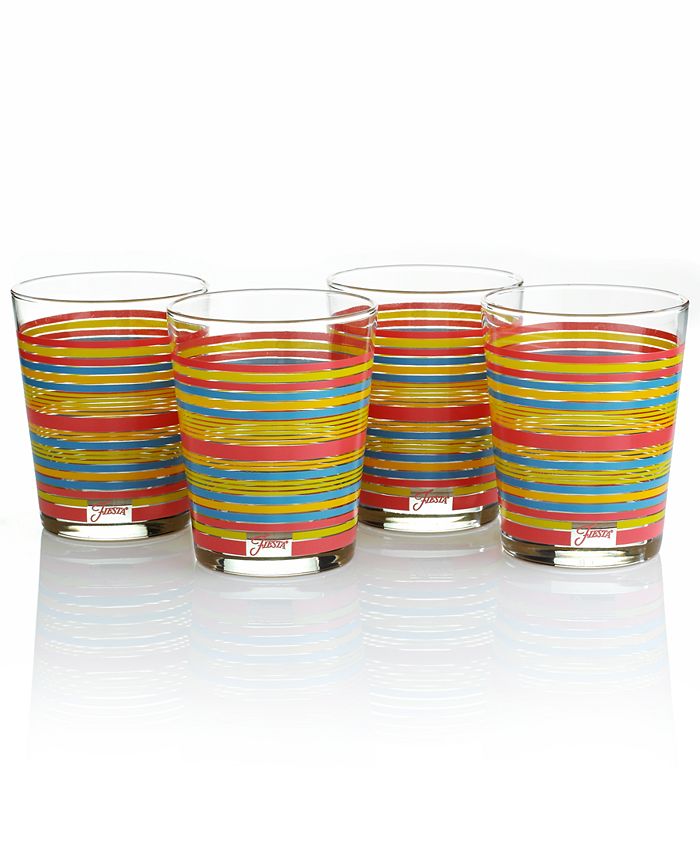 Fiesta Set of 4 Flamingo Stripe Double OldFashioned Glasses Macy's