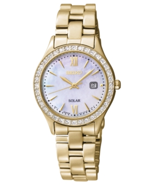 Seiko Watch, Women's Solar Gold-Tone Stainless Steel Bracelet 28mm SUT076