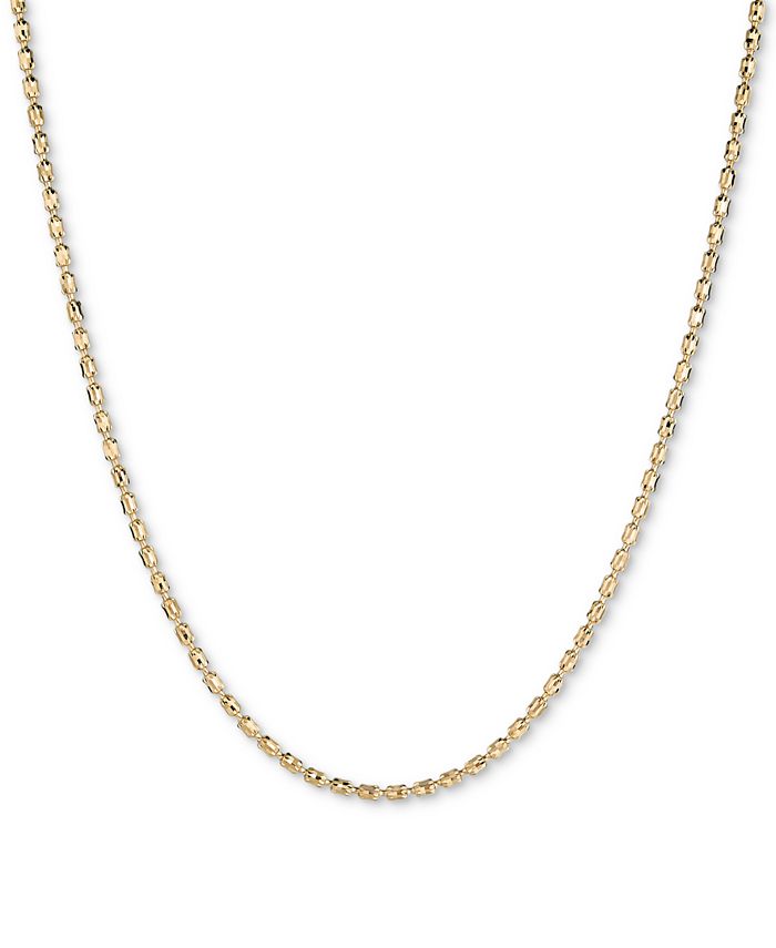 Italian Gold - Textured Barrel Link 18" Chain Necklace in 14k Gold