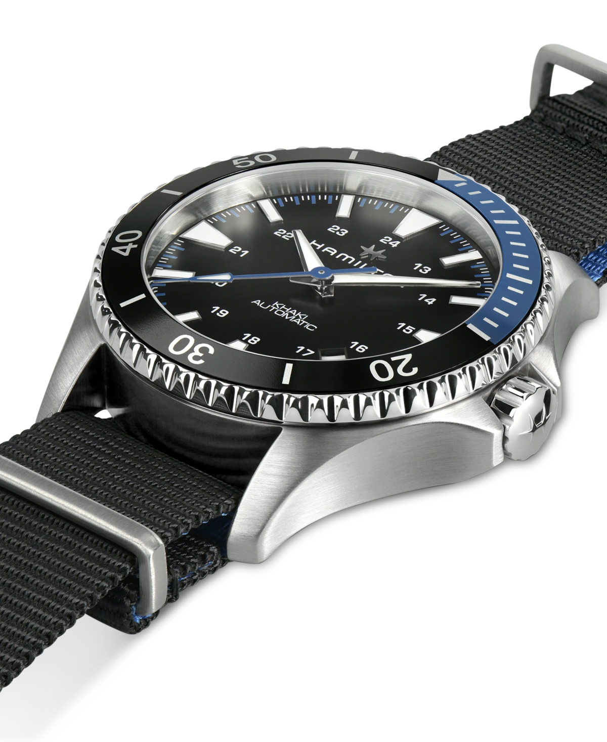 Shop Hamilton Men's Swiss Automatic Khaki Navy Scuba Black Rubber Strap Watch 40mm In No Color