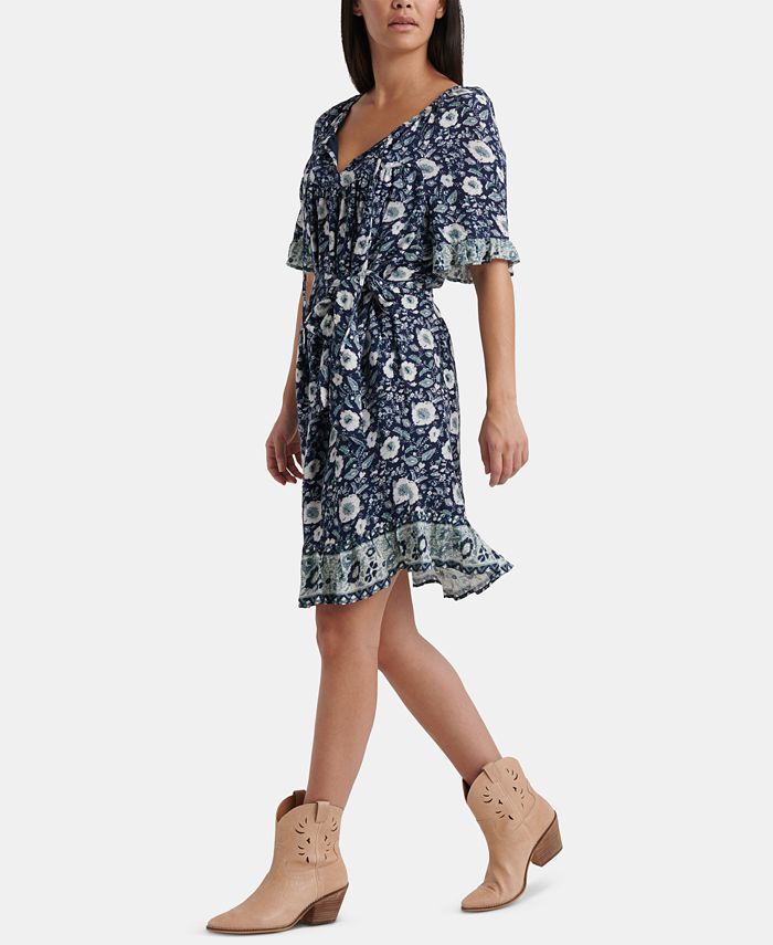 Lucky Brand Nora Floral-Print Ruffled Dress - Macy's