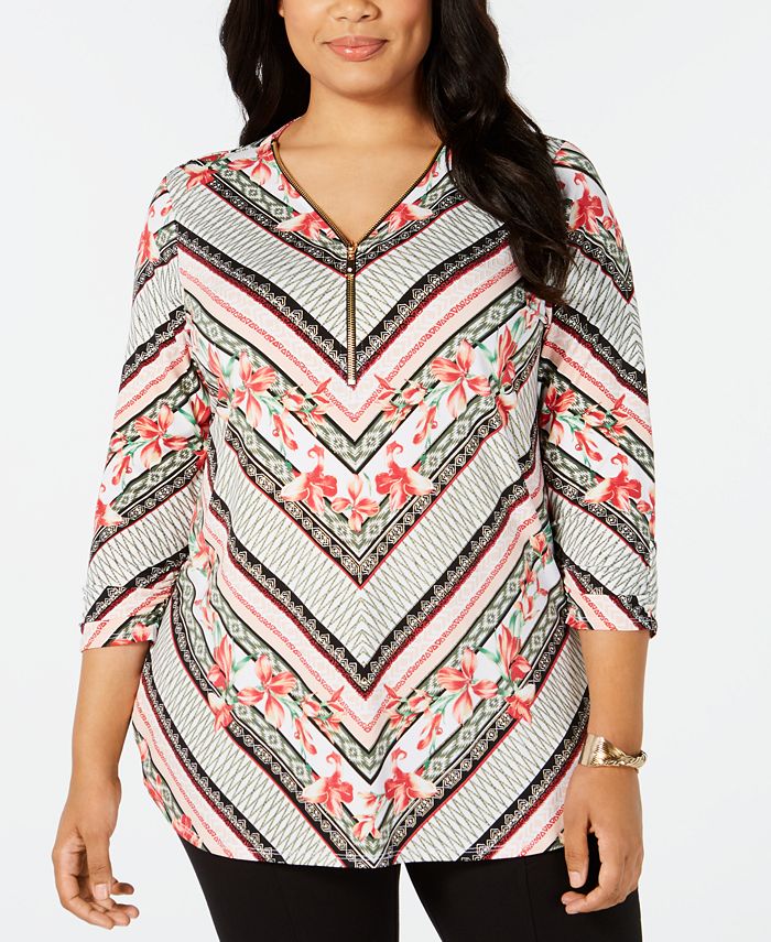 JM Collection Plus Size Zip-Neck Tunic, Created for Macy's & Reviews ...
