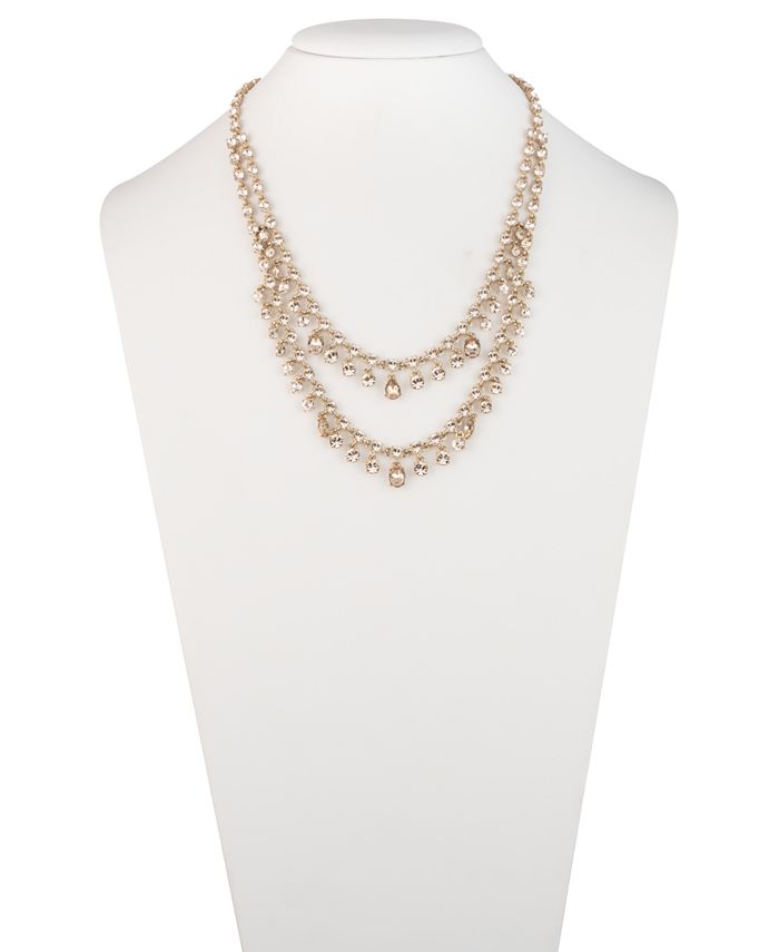 Givenchy Gold-Tone Shaky Crystal Two-Row Necklace, 19