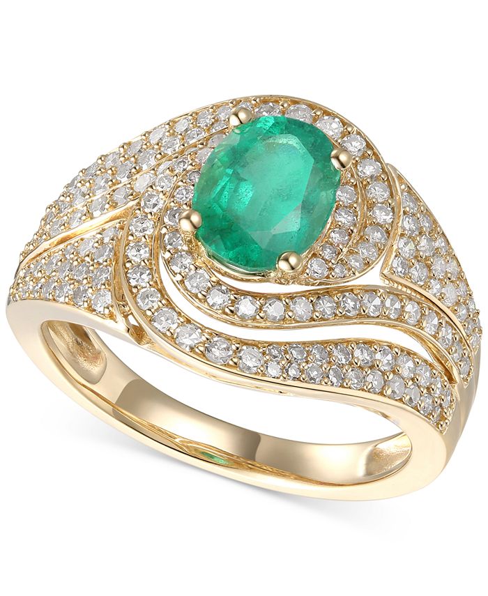 Macy's Emerald (11/3 ct. t.w.) & Diamond (3/4 ct. t.w.) Statement Ring