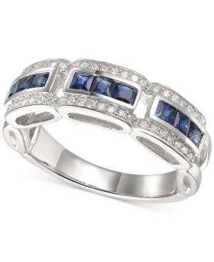 image of Sapphire (1 ct. t.w.) & Diamond (1/5 ct. t.w.) Ring in 14k White Gold (Also Available In Certified Ruby)